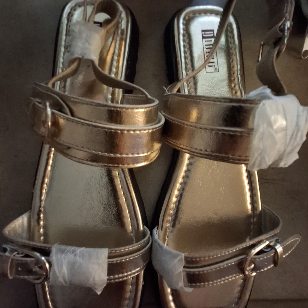 Gold Metallic Strappy Sandals